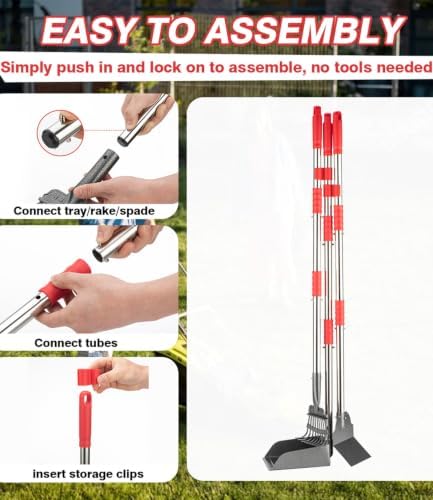 FUSBUNTY Long Handle Dog Pooper Scooper, Heavy Duty Stainless Steel Rake - Image 5