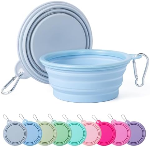 SLSON Collapsible Dog Bowl Silicone, 2Pack Macaron Color Pet Travel Bowls by SLSON