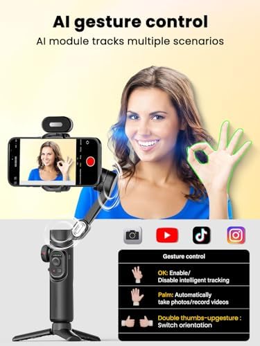 XE AI Version, Gimbal Stabilizer for Smartphone, NO APP AI Tracking, Magnetic RGB LED Light, 7 Color Temperature - Image 3