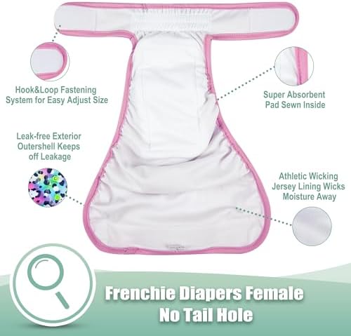 wegreeco XX-Large Dog Diapers Female No Tail Hole, Reusable French Bulldog Diapers Female （Cow Pattern XX-Large） - Image 4