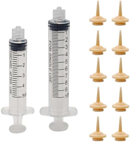 Pet Feeding Syringe Set, 5ml & 10ml Syringes with 10 Silicone Nipples for Newborn Kitten Puppy, Small Animals, Rabbit, Dog, Cat, Squirrel, Bird Nursing and Hand Feeding by Unknown