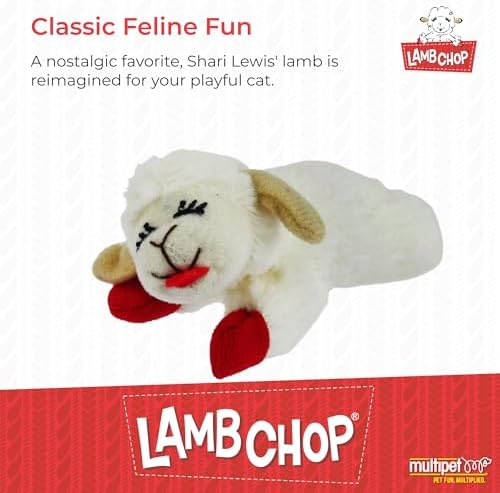 Multipet Lamb Chop Cat Plush Toy w/Catnip - Small Cat Chew Toy - Image 2