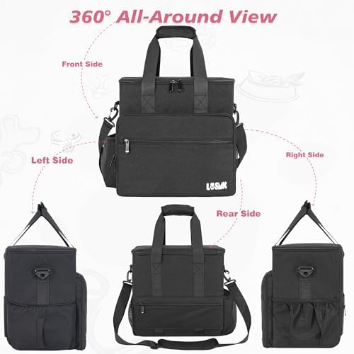 5 Set Dog Travel Bag for Supplies, Dog Lovers, Large Pet Travel Kit Includes 2 Food Containers&2 Collapsible Bowls、Placemats,Black - Image 4