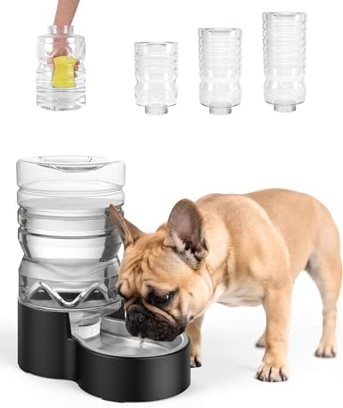 Heouvo 1.7 Gal Gravity Dog Water Dispenser, Wide-Mouth, No Filter, Black by Heouvo