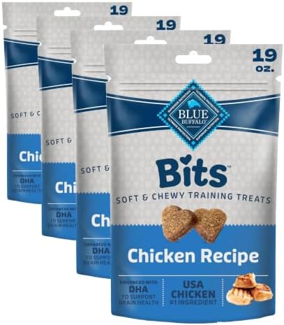 Blue Buffalo Bits Soft Dog Treats for Training, Made with Natural Ingredients & Enhanced with DHA, Chicken Recipe, 19-oz Bag (Pack of 4) by BlueBuffaloCompanyLtd