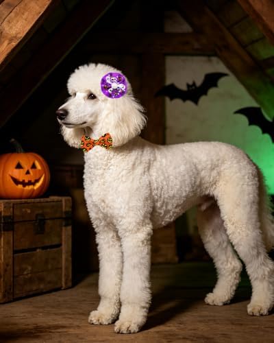 PET SHOW 100 Pack Halloween Small Dog Hair Bows Bulk with Rubber Bands - Image 7