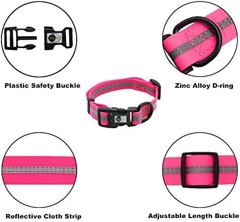 Nimble Reflective Waterproof Dog Collar Adjustable Odor Resistant Easy Clean Pet Collar for Small Medium Large Dogs Night Walking Outdoor Rainy Use (Small (9.45”-14.17”inches), Pink) - Image 3