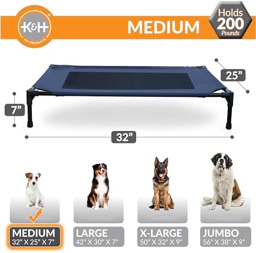 K&H Outdoor Elevated Dog Bed for Small & Medium Pets, Blue, Medium 32x25in - Image 3