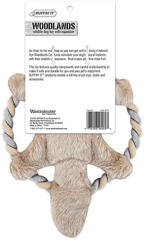 RUFFIN' IT Woodlands, Plush Chipmunk Dog Toy with Rope Chew Ring, 11.5 in - Image 2