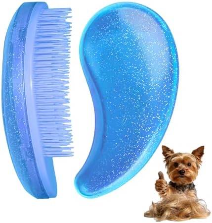 Small Dog Brush, Skin-friendly Soft Bristles (Glitter Blue) by MAEELOU