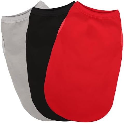 Paiaite 3 Pieces Plain Dog Shirt Sleeveless Puppy Cotton Dog Shirts Breathable Pet Apparel Tank Top Colorful Puppy Sweatshirt Clothes for Small Medium Dogs Red Black and Grey M by Paiaite