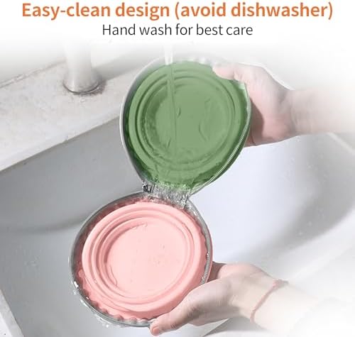 Collapsible Dog Bowls, 2-in-1 Pet Travel Bowls Pink Green - Image 2