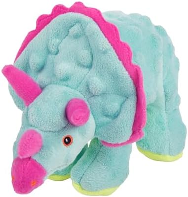 goDog Dinos Frills Squeaky Plush Dog Toy, Teal, Small by goDog