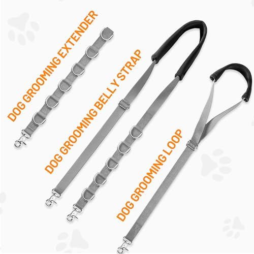 Dog Grooming Belly Strap - Dog Grooming Loops for Table Arm Extender with Clamp Extension Loop Bathing Restraint Leash No Sit Haunch Holder for Small & Medium Dogs Hair Cutting Washing (Gray) - Image 5