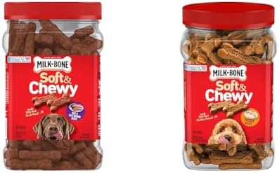 Milk-Bone Soft & Chewy Dog Treats Bundle: Beef & Filet Mignon Recipe, 25 Ounce + Chicken Breast Recipe, 25 Ounce by Milk-BoneDogTreats