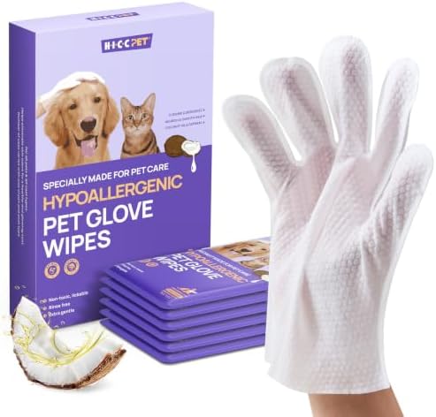 HICC PET Dog Wipes for Dogs & Cats, Individual Glove Packs, 6 Count by HICCPET