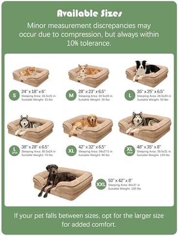 Spotted Play Orthopedic Dog Bed with Sides - Sofa Beds for Large Dogs, Supportive Foam Pet Couch Bed with Washable Removable Cover, Waterproof Lining and Non-Slip Bottom, Brown - L-Plus - Image 7