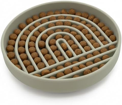 Slow Feeder Dog Bowl - Silicone Dog Bowl, Small, 6" x 1.25" - Sage by ShouldWeGo