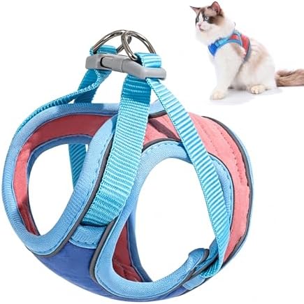 Cat Harness and Leash, Escape-Proof Cat Harness Set, Adjustable Step-in Pet Harness for Walking, Soft Breathable Reflective Vest for Cats & Dogs (Blue, Small) by Unknown