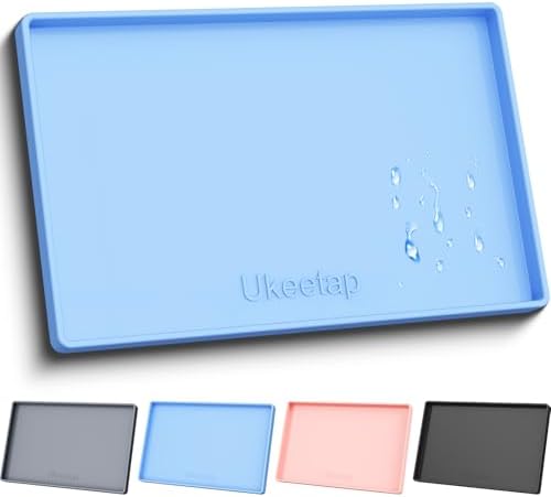19" x 12" Extra Thick Silicone Mat Waterproof with Raised Edge, Blue by ukeetap