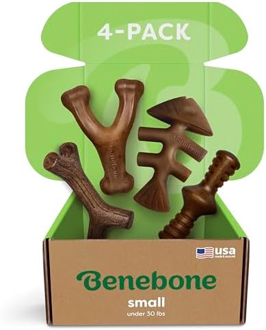 Benebone Small 4-Count Dog Toys for Aggressive Chewers – Under 30 lbs, Small (Pack of 8) by Benebone