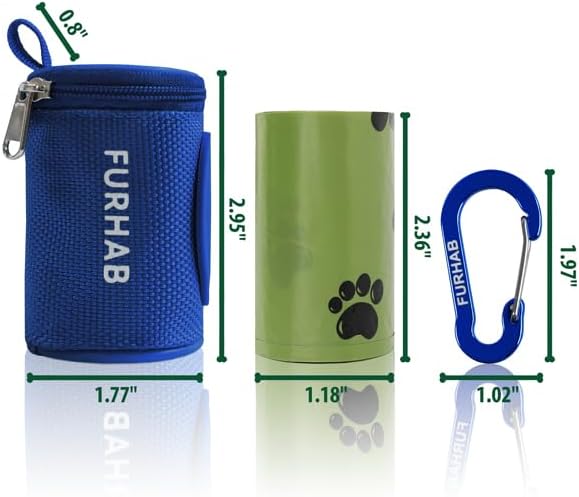 FURHAB Dog Poop Bag Holder for Leash with Carabiner Clip Soft Fabric - Image 6