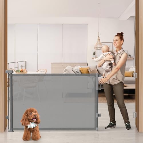 76" Retractable Baby Gates Extra Wide, Mesh Long Dog Gate for Deck by Cideny
