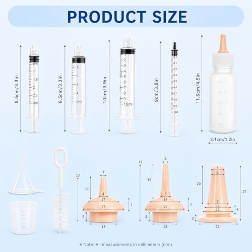 Pet Feeding Kit for Newborn Kittens & Puppies, Kitten Feeding Bottle with Soft Silicone Nipples, Nursing Syringes for Small Animals, Kitten Milk Feeder Set for Rabbit, Hamster - Image 2