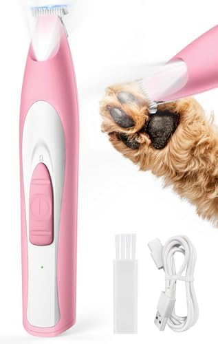 oneisall Low-Noise Dog Paw Trimmer with LED Light (Pink) by oneisall