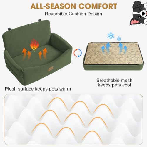 JOEJOY Dog Car Seat for Large Medium Sized Dogs Under 55 lbs, Dog Booster Seat for 2 Small Dogs with Detachable Washable Cover, Memory Foam Pet Car Seat with 2 Safety Belts and Storage Pockets - Image 2