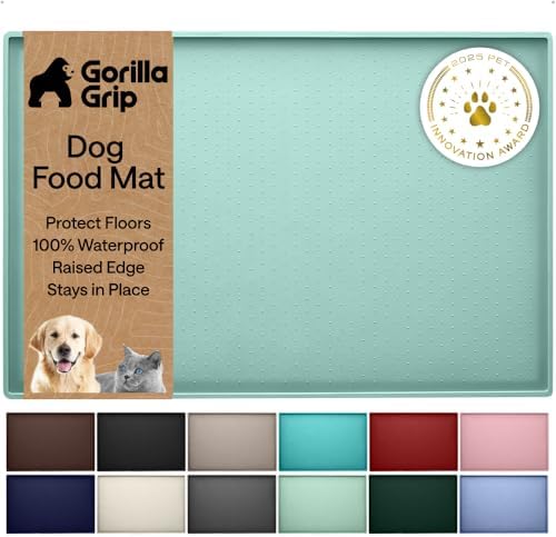 GORILLA GRIP Dog Food Mat, 100% Waterproof Silicone, 26x17 Mint by GorillaGrip