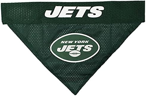 Pets First NFL DOG BANDANA - NEW YORK JETS REVERSIBLE PET BANDANA. 2 Sided Sports Bandana with a PREMIUM Embroidery TEAM LOGO, Small/Medium. - 2 Sizes & 32 NFL Teams available by PETSFIRST