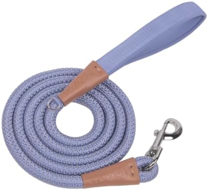 Voyager by Best Pet Supplies Round Rope Reflective Dog Leash - Soft Neoprene Handle & Tangle-Free Hook - Heavy Duty, Strong Durable Lead for Large/Medium/Small Dogs - Lavender, 3/8” x 5' by BestPetSuppliesLLC