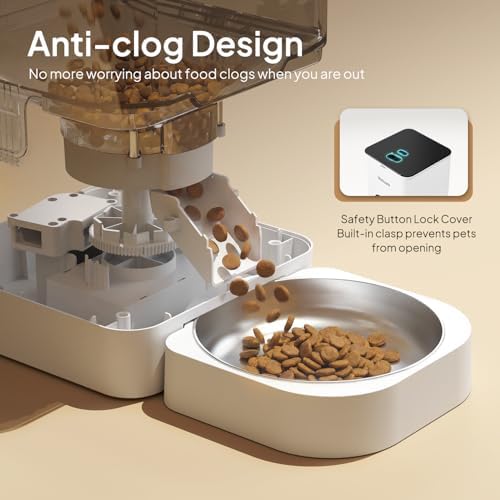 VOLUAS Automatic Cat Feeder, 4L Timed Dry Food Dispenser for Cats & Dogs - Image 3