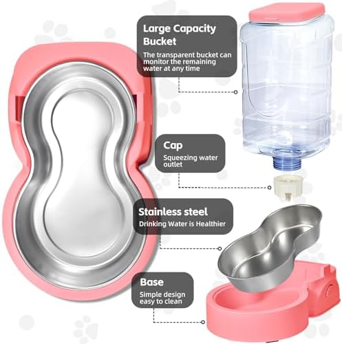 Automatic Cat Feeder and Water Dispenser with Stainless Steel Bowl Dog Gravity Food Feeder and Waterer for Small Medium Pets Puppy Kitten 1 Gallon x 2 - Image 3