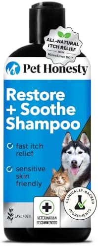 Pet Honesty Restore + Soothe Shampoo for Sensitive Skin for Dogs & Cats - Dog Skin and Coat Supplement - Soothes Itching, Irritation and Hot Spots (Lavender) - 12oz by PetHonesty