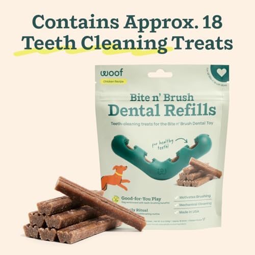 WOOF Bite n' Brush Dog Dental Stick Refills for Chew Toy, Chicken, 18 Count - Image 4