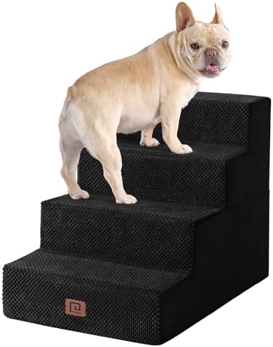 EHEYCIGA Dog Stairs for Bed 18" H, Dog 4-Steps for High Bed, Black by EHEYCIGA