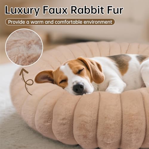 Donut Small Medium Dog Bed Washable Kitty & Puppy Bed,28ins Brown - Image 3