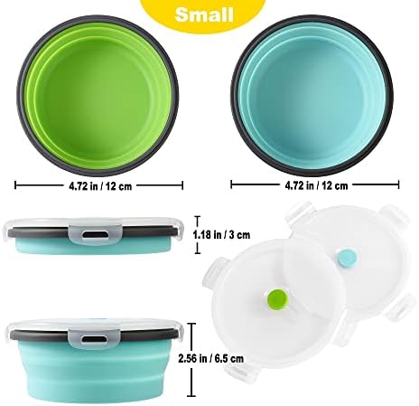 Collapsible Dog Bowls with Lids, 2 Pack Travel Dog Bowls for Small Size Dogs, Silicone Portable Dog Food Bowls Water Cup Cat Bowls Dish for Camping Traveling Walking, 12 oz 350ml - Image 2