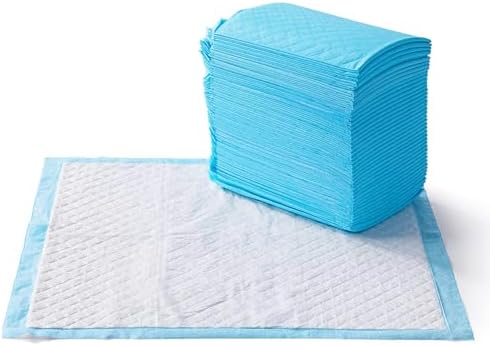 Amazon Basics Heavy Duty Dog and Puppy Pee Pads, Leak-Proof 5-Layer Super Absorbent, Quick-Dry Surface for Potty Training, Regular Size, 24x23", Blue & White, 50 Count by AmazonBasics