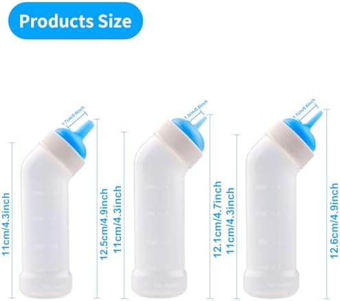 Pet Nursing Bottle for Newborn Animals,Kitten Bottle Feeding Kit Silicone Nipple for Kittens Puppys Rabbits Squirrel (Blue, Small+Medium+Large) - Image 2