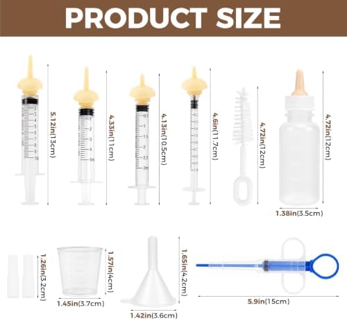 Pet Nursing Kit for Newborn Kittens & Puppies - Bottle Feeding Set with Silicone Nipples, Syringes, Medicine Feeder & Formula Dispenser - Milk Feeder for Baby Squirrels, Rabbits & Small Animals - Image 2