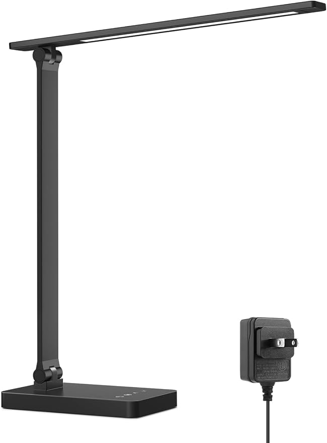 Lepro LED Desk Lamp for Home Office, 9.5W 750LM Touch Desk Light, Black | 5 Color Modes 5 Brightness Level, Eye Caring, Metal Task Lamp For Reading, Sewing, Crafts, School Supplies, Puzzle Light by Lepro