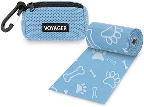 Best Pet Supplies Dog Poop Bag Holder Leash Attachment with Reusable Dispenser for Travel, Walking, Park, and Outdoor Use, Durable with Clip-On - Baby Blue, Mesh Dispenser w/15 Bags by BestPetSuppliesLLC