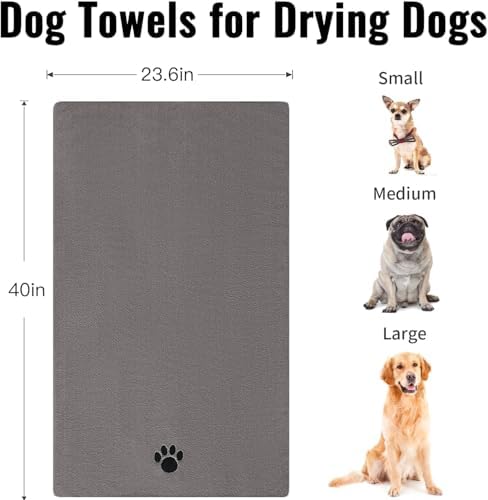 Puomue 2 Pack Microfiber Dog Towels for Drying Dogs, Super Absorbent and Soft Pet Towels for Dogs or Cats, 40''X23.6'', Pet-Friendly, Perfect for Pets of Different Sizes and Fur Types, Grey - Image 3
