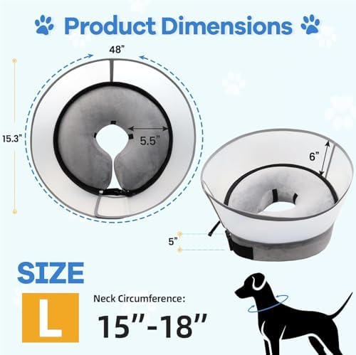 Inflatable Dog Cone Collar,Soft Elizabethan Anti-Lick Pet Recovery Collar - Image 3
