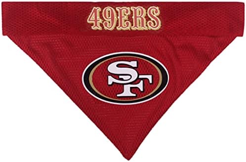 Pets First NFL DOG BANDANA - SAN FRANCISCO 49ERS REVERSIBLE PET BANDANA. 2 Sided Sports Bandana with a PREMIUM Embroidery TEAM LOGO, Small/Medium. - 2 Sizes & 32 NFL Teams available (SAN-3217-S-M) - Image 2