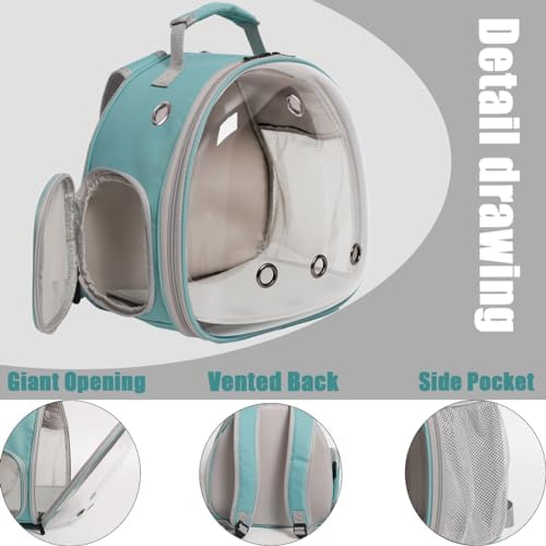 Hamster Backpack Carrier, Bearded Dragon Carrier Backpack with Clear Bubble Window,Small Animal Travel Backpack for Sugar Glider Hedgehog Rat Parrot, Airline Approved (Blue, Backpack) - Image 4