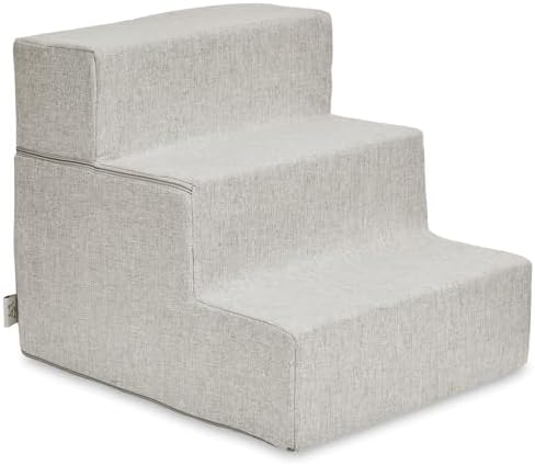 Best Pet Supplies Dog Stairs & Steps - Foam Steps for Small Dogs & Cats, Non-Slip Indoor Balanced Pet Step Support, Dog Ramp, No Assembly, Sand, Foldable 3-Step (16.5-inch Height) by BestPetSuppliesLLC